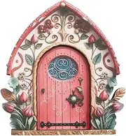 Fairy Door, Wood Elf Door | Adorable Fairy Garden Art Doors, Garden Ornaments, Tree Trunk Decoration for Yard