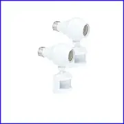 2 Pack Motion Sensor Light Socket for Outdoor Security - 20ft Detection Range