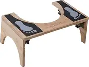 yuksok Toilet Stool Squat,Potty Step Stool,Foldable Wood 7 inch for Bathroom,Curve Fitting Adults Kids Footstool with Non Slip Strip