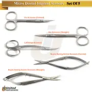Microsurgical Noyes Spring Action Iris Goldman Scissors Curved Straight Set Of 5
