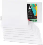 6X6 White Blank Square Canvas Panels, Bulk Pack of 28, Cotton, 8 Oz Primed, 4 Oz