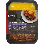 Strength Meals Co Frozen Braised Beef Ragu & Mash High Protein 350g