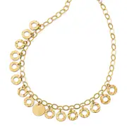 Sterling Silver Gold-Tone Circles W/ 2In Ext. Necklace