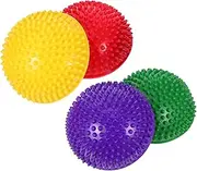 DRESSOOS 4 Pcs Hedgehog Balance Training Balls Half Spiked Sensory Domes for Adults Enhancing Core Stability Motor Skills Foot Massage Yoga and Gymnastics Exercises Vibrant Colors