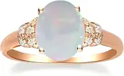 [Gin & Grace] 10K Rose Gold Natural Ethiopian Opal Ring With Real Diamonds For Women