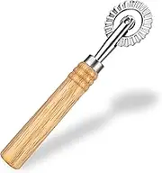 COMNICO Pasta Cutter Wheel Zinc Alloy Long Wooden Handle Ravioli Stamp Maker Press Rolling Rotary Cutter Pizza Pastry Tools Fluted Edge Molds Home Attachment Kitchen Gadget Features