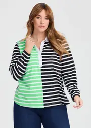 [Virtuelle] Taking Shape Cotton Mix Stripe Polo Top Size 26 in Stripe - Plus Size Women's Clothing Stripe
