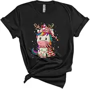 [Generic] Cute Unicorn Reindeer Gnome, Joyful Christmas Unicorn Animal Lover, X-mas Pajama Family Group Unisex T-Shirt