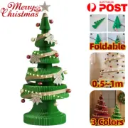 Folding Christmas Tree Kraft Paper Foldable Xmas Tree LED Light Party Gift Decor