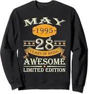 [X.Style] May 1995 28 Years of Being Awesome Retro 28th Birthday Sweatshirt ds1432 Sweater (XL) Black