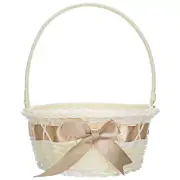 Easter Basket White Wicker with Handle Satin Wedding Flower Bridesmaid