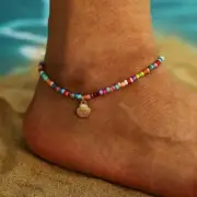Women's Boho Style Shell Ankle Bracelet Colorful Beaded Adjustable Beach Anklet