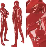 [DAIJES] Latex Rubber Suit Full Body Red Tights Bodysuit Catsuit
