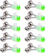 10 Pcs Green Silver Fishing Rod Extra Loud Alarm Dual Alert Bell, 1.89 Inch Green Galvanized Fish Bite Alarm Portable Reusable Bite Indicator for Night Fishing Bite Indicators
