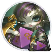 Chasing Dragons 8 Sided Dice Fairy Round Beach Towel