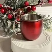 Nora Fleming Faux Red Moscow Mule Mug Stainless Mini Toothpick Holder-NEW