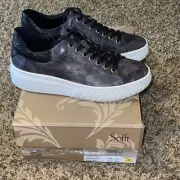 NIB Sofft Parkyn Leather Comfort Platform Sneaker Black Camo Size 8.5 New