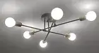 NEW!! Sputnik Black & Gold Flush mount Ceiling Light 24" X 7.5" Drop