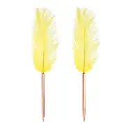 Feather Ballpoint Pens Bulk, 2Pcs Writing Pens Style 1, Yellow/Rose Gold