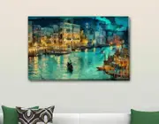 Seaside City Abstract Pattern Stretched Canvas Print