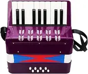 SaZaK Kids Children Accordion 17-Key 8 Bass Mini Small Accordion Educational Musical Instrument for Beginner Birthday Gift Purple