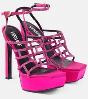 [Versace] Versace Greca embellished maze sandals AU 6 pink