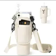 Water Bottle Carrier Bag Shoulder Strap 30/40 Oz Tumbler Cup Sleeve Holder Pouch