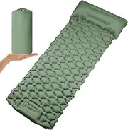 bssmmai Self-Inflating Sleeping Mat, Ultralight with Integrated Pillow, Camping Mattress, Outdoor Sleeping Mat, Small Pack Size, Waterproof Sleeping Mat with Foot Pump (Green)