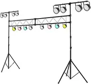 Costway Stage Lighting Stand, 350 CM Portable Lighting Truss System w/ 32 Mounting Points, 11 Adjustable Height, Retractable T Bar, Tripod Stands for Bar, Party Show, Bands, Venues