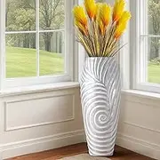 Modern Floor Large Vase, White Elegant Home Decor Vases, 19.7 inch Resin Vase for Living Room Decor, Kitchen, Bedroom, Fireplace, Hotel, Patio Decoration