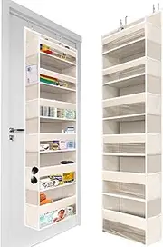 HOMELUX THEORY 1 PC Heavy Duty Over the Door Organizer 55x14x6.7, 6 Large Front & 12 Side Pockets, Hanging Storage Closet Door Organizer for Bedroom, Bathroom and Baby Nursery Storage (Ivory)