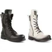 Replay Evy Womens Leather Lace Up Military Vintage Boots In Black Size UK 3 - 8