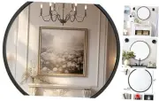 Black Round Mirror 24 inch, Circle Mirror for Bathroom, Entryway, Vanity,