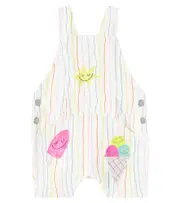 [Stella McCartney Kids] Stella McCartney Kids Baby striped printed denim playsuit M 3 white