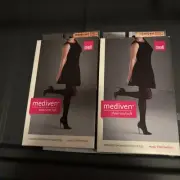 Mediven Sheer & Soft Compression Stockings Calf Sz L 8-15 Closed Toe Natural