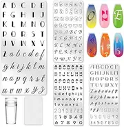 INFUNLY Set of 4 Letters Nail Art Stencils Personalised Alphabet Nail Stamp Plate DIY Number Printing Nail Stencil Nails Manicure Stamp Set Image Stamp Template Nail Art Design for Women