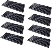 LOORGVEL 8Pcs 200 Cell Plastic Starter Planter Tray for Vegetable Germination Durable Seedling Trays with Hollow Design for Flowers Cucumbers Tomatoes and Beans