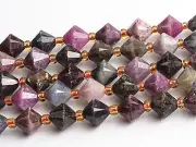 8MM Genuine Natural Multicolor Ruby Beads Grade AA Bicone Faceted Loose Beads