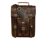Leather Messenger Bag — Vintage Laptop Case Crossbody Bag for Men & Women — S...