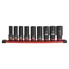 Milwaukee Power Tool Impact Socket Set 1/2" Drive SSAE Deep 6 Point (9-Piece)