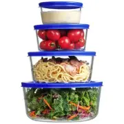 4 Pack Glass Bowls with Lids 1 2 4 7 Cup Food Storage Containers Meal Prep