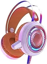 Gaming Headset， with Detachable Ear Headphones, for PC, Xbox One, PS4, Noise Canceling Microphone, PS5 Headset with 7.1 Surround Sound, LED Lights