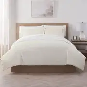 Serta Duvet Set Wrinkle-Resistant Cool-to-touch Heathered, Off-White, King