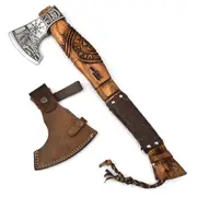 Celtic Viking Axe Hatchet with Natural Wood Leather Wrapped Björn AXE041BRN