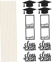 ZUNOXAZ 12pcs Graduation Cupcake Toppers Vase Picks Congrats Class of Decorations for Graduation Party Centerpieces Cake Decor