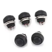 5Pcs Black 12mm Waterproof Momentary ON/OFF Push Button Mini Round Switch B,BUU
