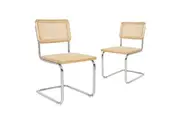 Set of 2 Levede Replica Cesca Natural Rattan Cantilever Dining Chairs