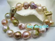 Baroque Natural 2 Row 13x11mm South Sea Multicolor Pearl Bracelet 7.5in