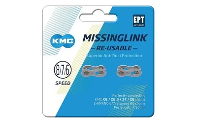 KMC MissingLink 7/8R Chain Connector 6/7/8 1/2"x3/32" 7.3mm 2 Pairs KMC Shimano