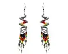 Rasta Spiral Thread Long Beaded Dangle Earrings Handmade Art Women Boho Jewelry